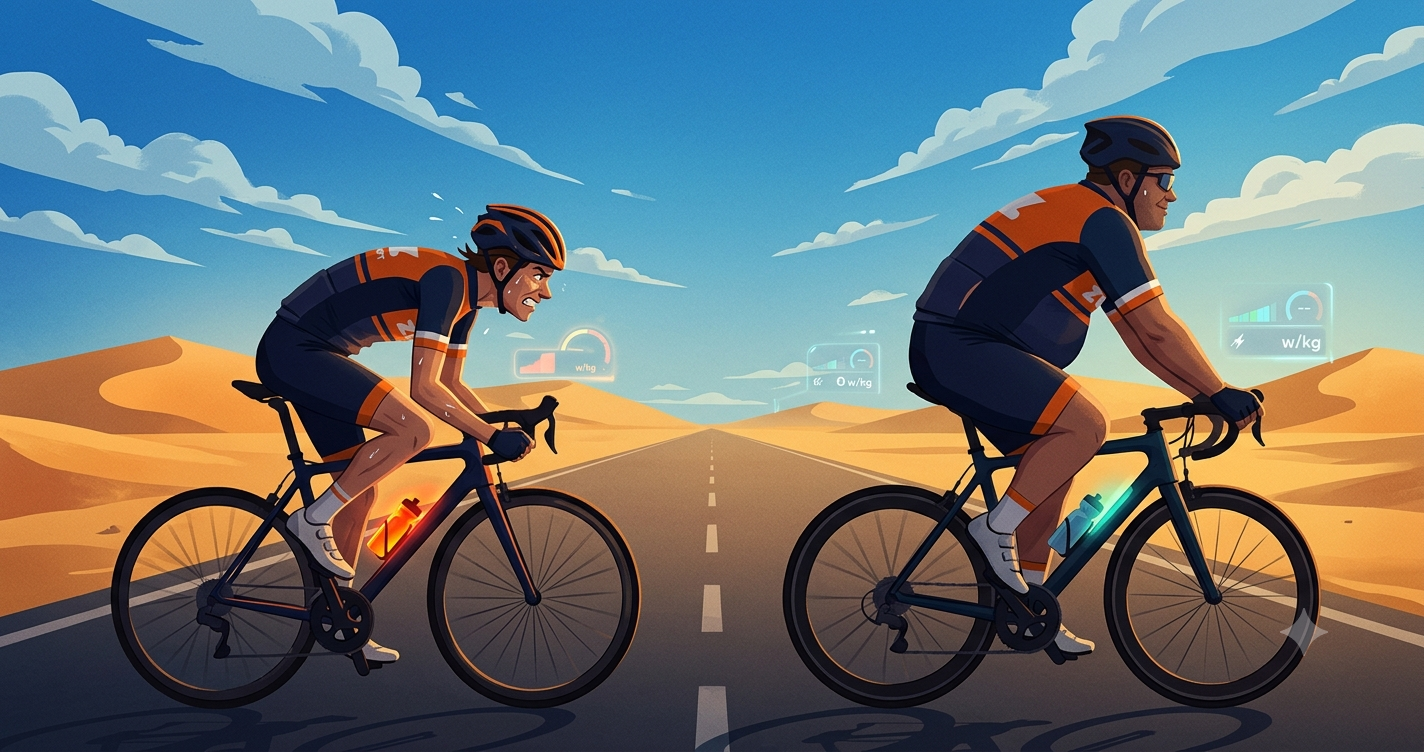 A lighter Zwift rider working harder than a heavier rider on a flat road