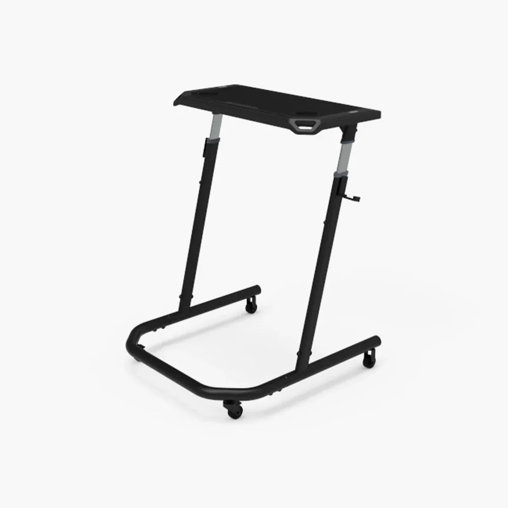 Wahoo KICKR indoor cycling desk with adjustable height and castor wheels